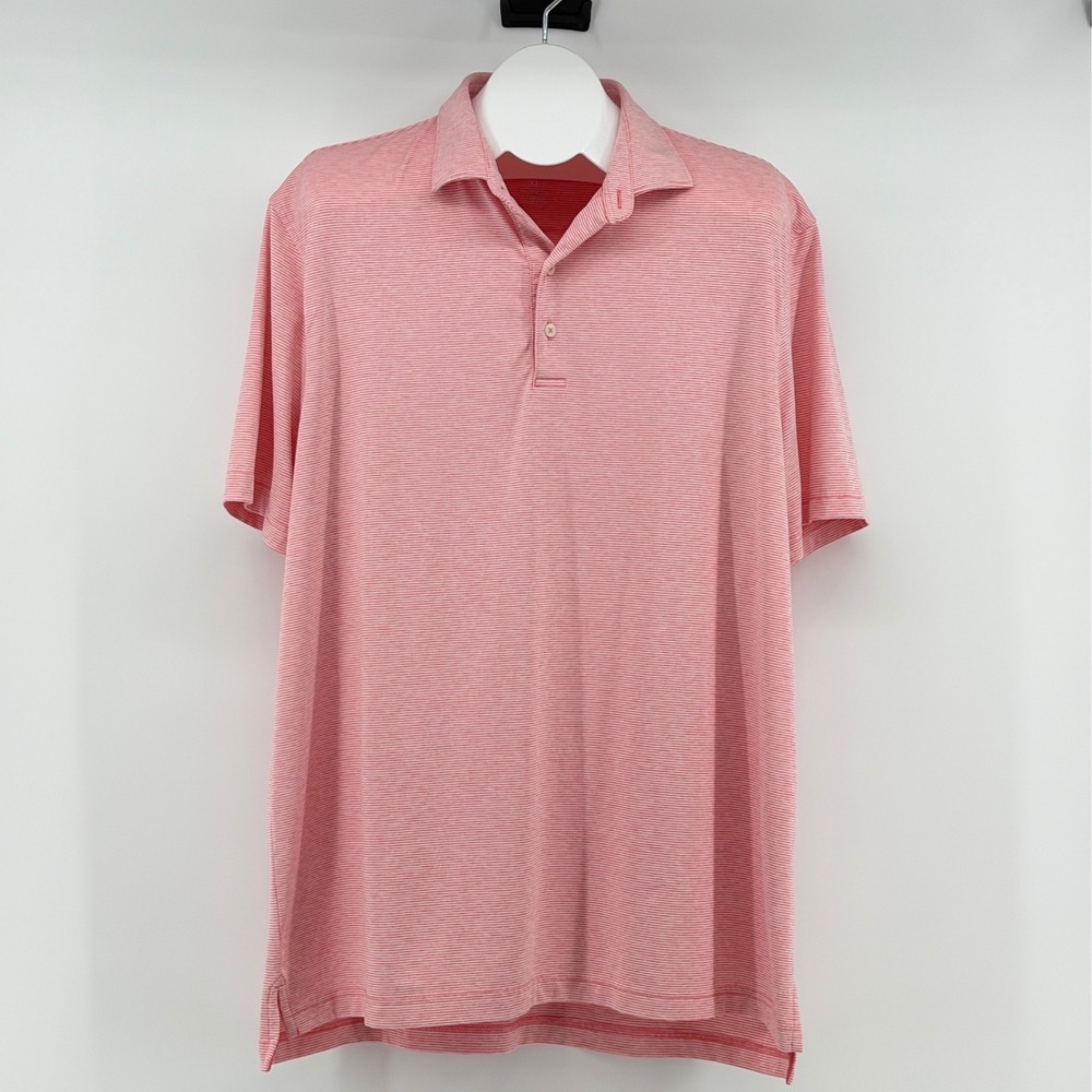 Johnnie-O Striped Polo Shirt Mens XL Red Performance Stretch Golf Casual